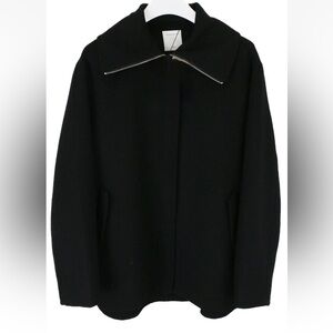 SANDRO Lukas Coat Women's Wool Full Zip Pockets High Neck Black